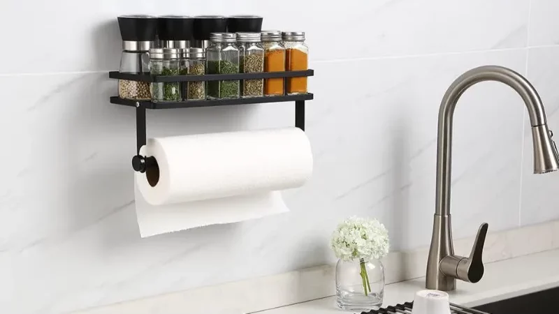 paper towel holder with spray bottle