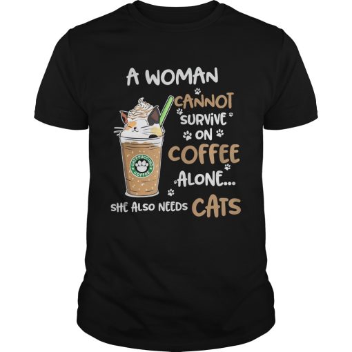 A woman cannot survive on coffee alone she also needs cats shirt – NextlevelA