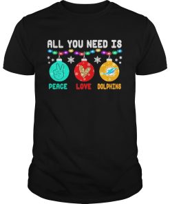 All You need is Peace love Miami Dolphins Merry Christmas light shirt
