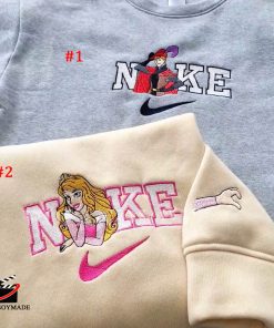 Aurora and Phillip Christmas Nike Embroidered Sweatshirt, Christmas Gift for Couple