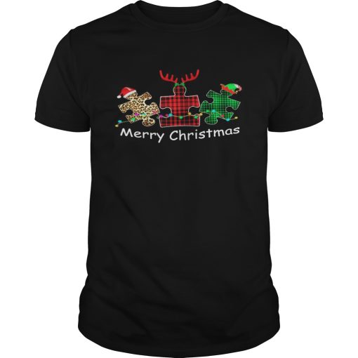 Autism Santa Reindeer Elf Merry Christmas shirt