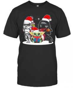 Baby Yoda And Darth Vader Stormtrooper Merry Christmas T-Shirt