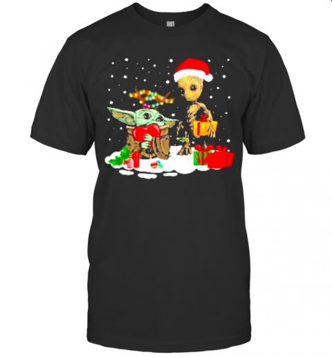 Baby Yoda And Santa Groot Christmas T-Shirt