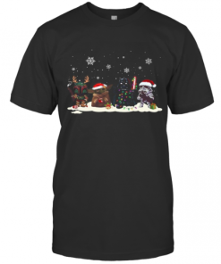 Baby Yoda Boba Fett Darth Vader Star Wars Merry Christmas T-Shirt