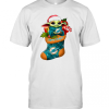 Baby Yoda Hug Miami Dolphins Ornament Merry Christmas 2020 T-Shirt