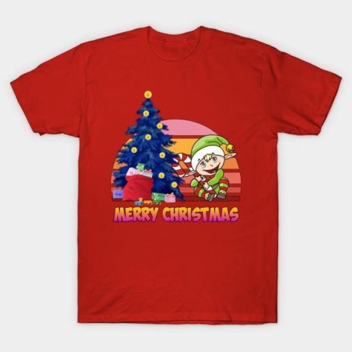 Baby with Christmas tree vintage Merry Christmas shirt
