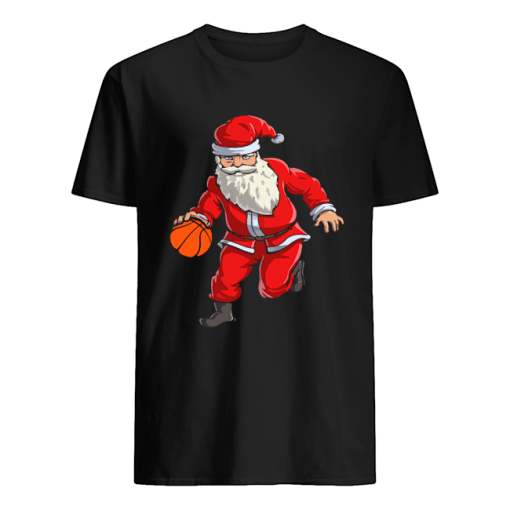Basketball Santa Funny Christmas Gift with Hat Ball Sport T-shirt