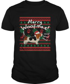 Basset Hound Dog Merry Woofmas Christmas Santa Dog shirt