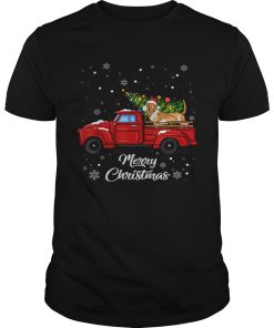 Basset hound Rides Red Truck Christmas Pajama shirt