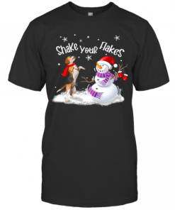 Beagle And Snowman Shake Your Flakes Merry Christmas T-Shirt
