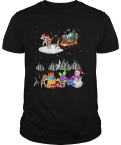 Beagle Reindeer Christmas santa dog moon shirt