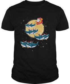 Beautiful Kids Mens Womens Santa Claus Riding Shark Christmas shirt