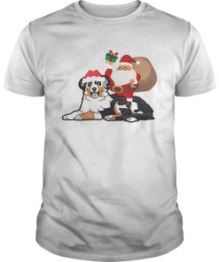 Beautiful Santa Riding Australian Shepherd Christmas Pajama Gift shirt