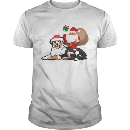 Beautiful Santa Riding Australian Shepherd Christmas Pajama Gift shirt