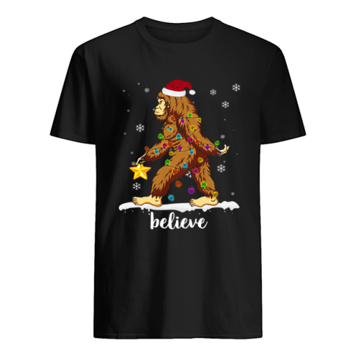 Bigfoot Christmas Tree Believe T-shirt