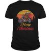 Bigfoot Santa Riding Motorcycle Delivers Christmas Gifts T-Shirt