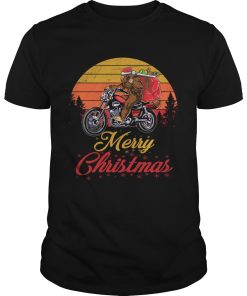 Bigfoot Santa Riding Motorcycle Delivers Christmas Gifts T-Shirt