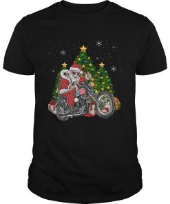 Biker Santa Motorcycle Merry Christmas Tree shirt