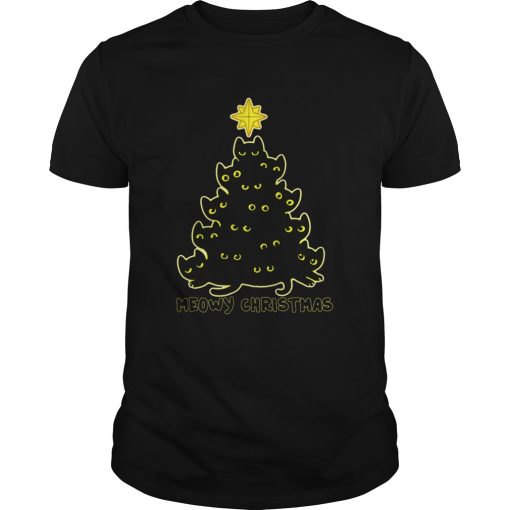 Black Cat Meowy Christmas shirt