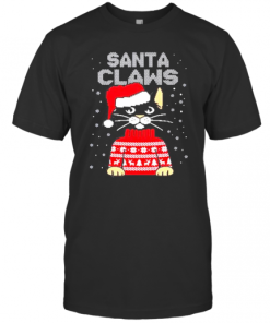 Black Cat Santa Claws Ugly Christmas T-Shirt