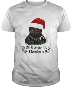Black Cat Santa Oh Christmas Cat Oh Christmas Cat Light shirt