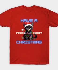 Black cat have a purry furry Christmas shirt