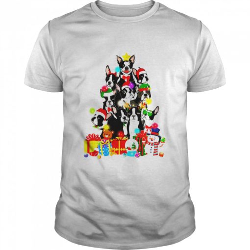 Boston Terrier Christmas Tree Lights gift dog shirt