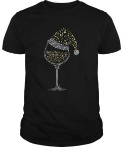 Buffalo Plaid Christmas Glass of Leopard Wine With Santa Hat shirt