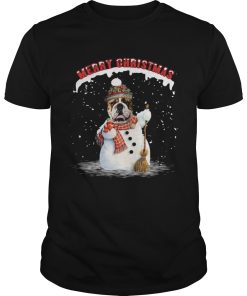 Bulldog snowman Merry Christmas shirt