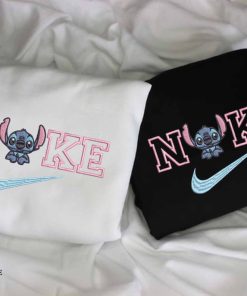 Cartoon Stitch Nike Couple Embroidered Sweatshirt