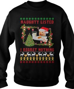Cat Meme Naughty listed I regret nothing Christmas sweater