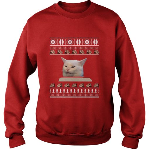 Cat Meme Woman Yelling At Table Christmas sweater, t-shirt
