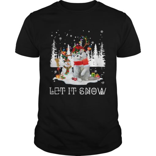 Cat Reindeer Snowman Merry Christmas Let It Snow shirt