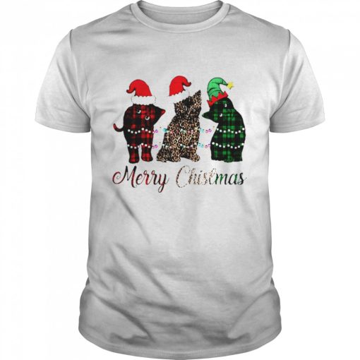 Cats Triple Santa Merry Christmas light shirt