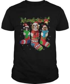 Cavalier King Charles Spaniel in stocking Merry Christmas shirt