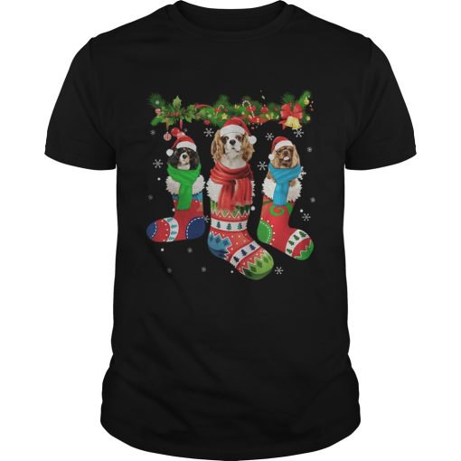 Cavalier King Charles Spaniel in stocking Merry Christmas shirt