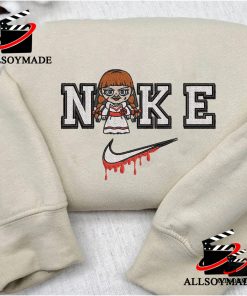 Cheap Annabelle Nike Embroidered Halloween Sweatshirt, Horror Movie Womens Embroidered Sweatshirts