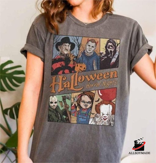 Cheap Scary Movie Halloween Horror Nights T Shirt, Vintage Michael Myers Graphic Tee