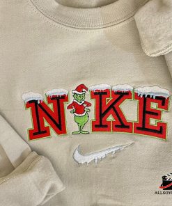 Cheap Snow Nike Grinch Embroidered Christmas Sweatshirt