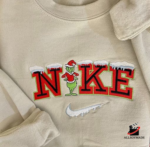 Cheap Snow Nike Grinch Embroidered Christmas Sweatshirt