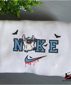 Cheap Stitch Ghost Nike Embroidered Halloween Sweatshirt, Stitch Disney Embroidered Sweatshirt