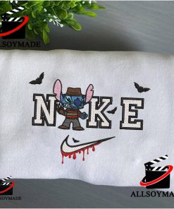 Cheap Stitch In Freddy Krueger Nike Embroidered Sweatshirt, Horror Character Embroidered Halloween Sweatshirt