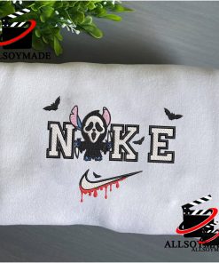 Cheap Stitch In Ghost Face Nike Embroidered Halloween Sweatshirt, Nike Ghostface Sweatshirt