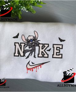 Cheap Stitch In Jack Nike Embroidered Halloween Sweatshirt, Nightmare Before Christmas Embroidered Sweatshirt