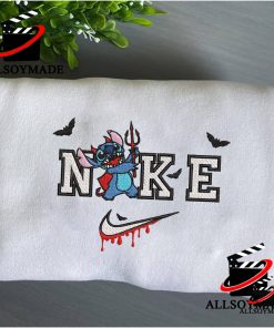 Cheap Stitch in Devil Nike Halloween Embroidered Sweatshirt, Horror Character Nike Halloween Hoodie