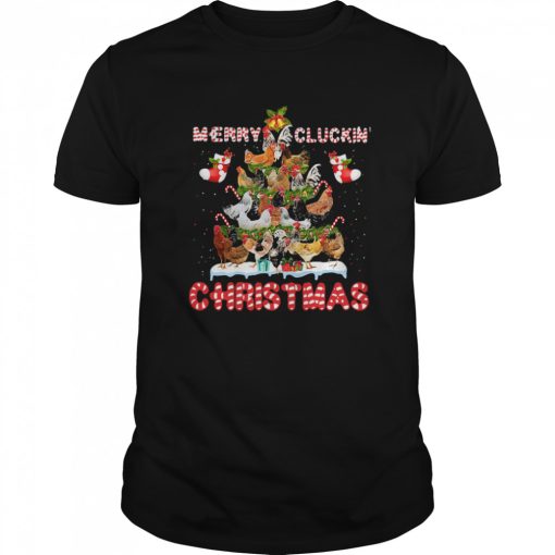 Chicken merry cluckin christmas tree shirt