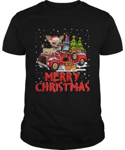 Chihuahua Rides Red Truck Merry Christmas Pajama shirt
