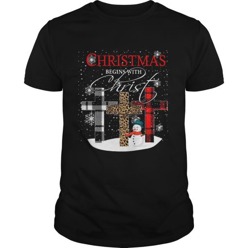 Christmas Begins With Christ Sowman Jesus Christmas Ugly shirt