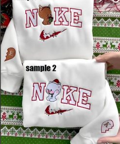 Christmas Brown Bear Couples Embroidered Sweatshirt