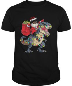 Christmas Dachshund Santa Riding Dinosaur Christmas Light shirt
